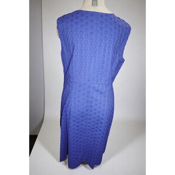 Diane Von Furstenberg Sleeveless Textured Sheath Dress – Purple Polka Dot 14 - Picture 6 of 10